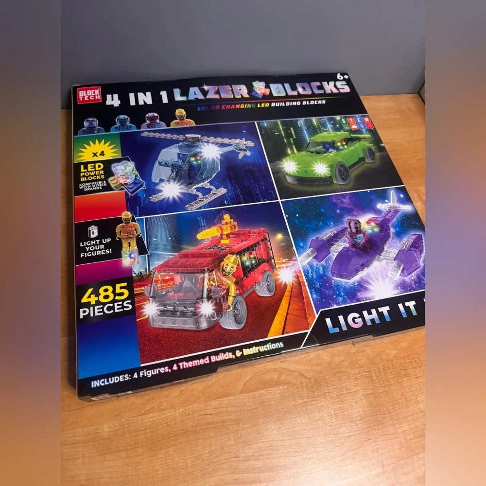 4 in 1 Lazer Light Up Block Set - NEW